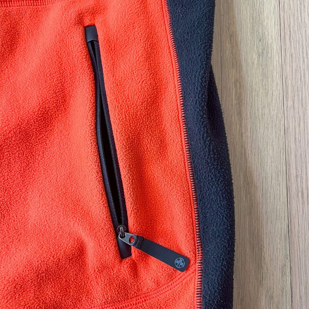 RLX Ralph Lauren Mens Sz Medium Fleece Full-Zip Vest Neon Orange Black - Picture 4 of 13